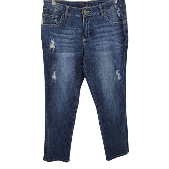 JAG Jeans 10 Girlfriend Distressed Whiskered Fading Stretch Tapered Mid Rise - Picture 1 of 17